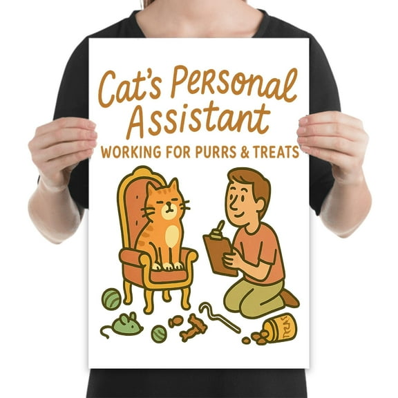 Whimsical Cat Boss, 13x19 Premium Glossy Art Print, For Cat Lovers' Home or Office Decor