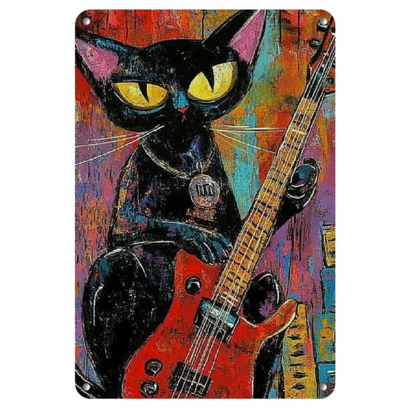 Whimsical Cat Dreams 8"x12" Iron Wall Art - Bold Abstract Contemporary Decor for Galleries, Creative Gift Idea, Cat Decor