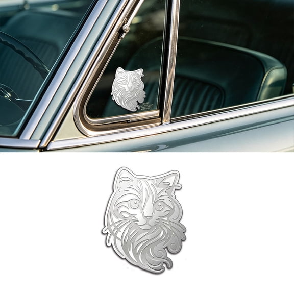 Whimsical Cat Metal Decal, 1.5mm Anti-Rust Stainless Steel Car Sticker, Waterproof Emblem for Vehicle, Guitar, Piano & Home Decor