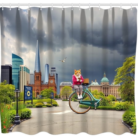 Whimsical Cat Shower Curtain - Fun Urban Design for Your Bathroom Decor