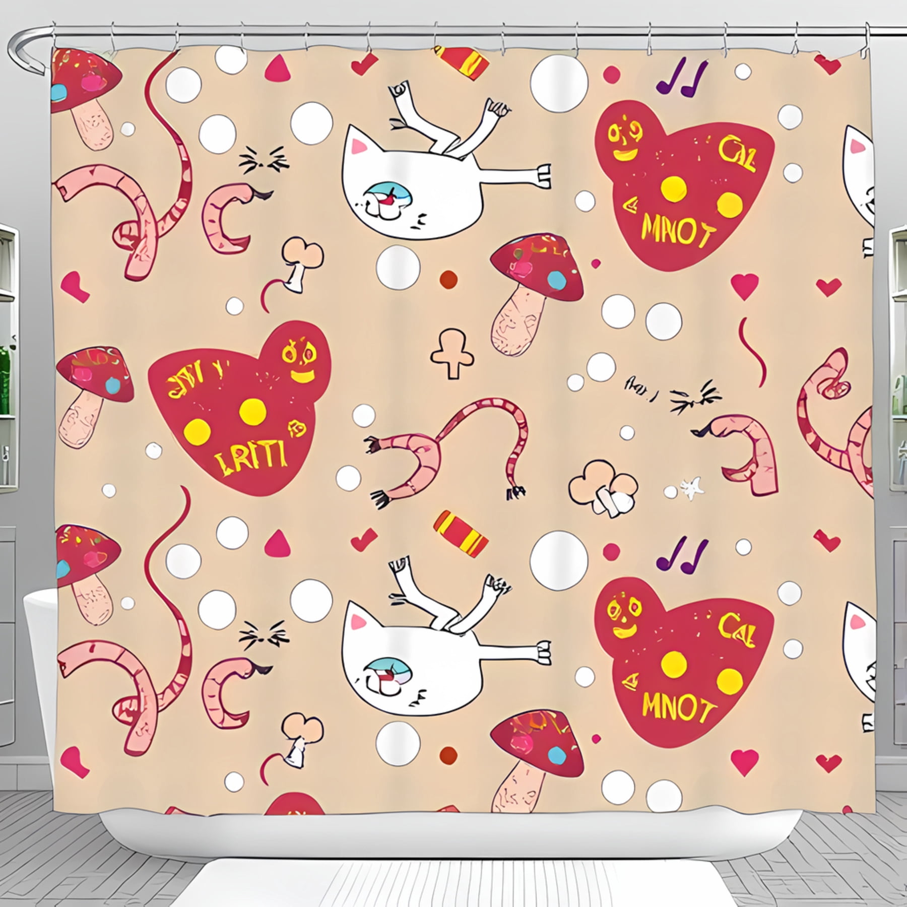 Fun Frog & Lemon Shower Curtain – Whimsical Botanical Print With Birds, Citrus Trees | Cottagecore Coastal Bathroom Decor