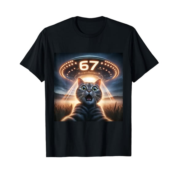 Whimsical Cat UFO Alien Meme T-Shirt for Fun and Laughter