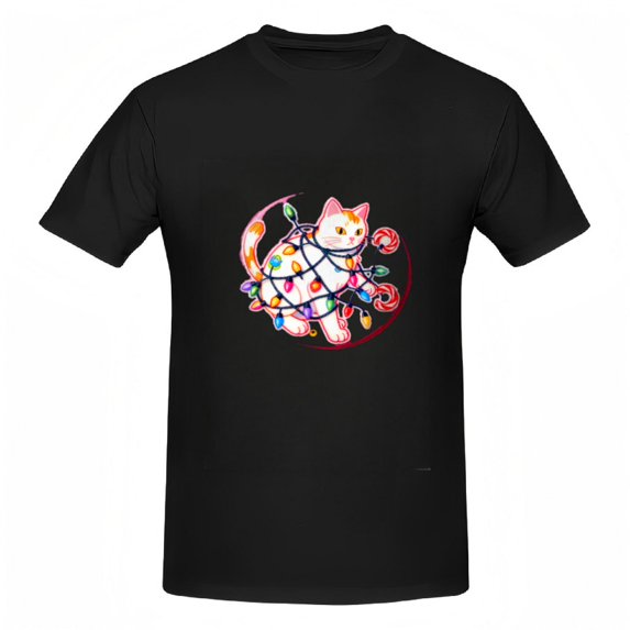 Whimsical Cat with Lights Graphic Tee