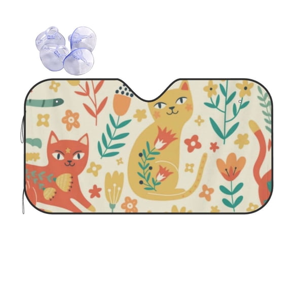 Whimsical Cats Car Windshield Sun Shade Universal Fit Auto Sun Visor Protector