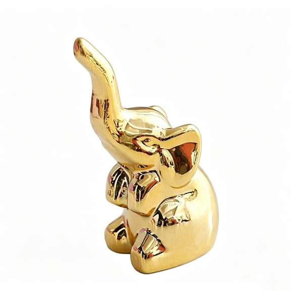 Whimsical Ceramic Figurine - Eye-Catching Small Ornament for Home Decor, Versatile Desktop Trinket, Perfect Gift Idea for Family and Friends, Easy to Clean,Gold