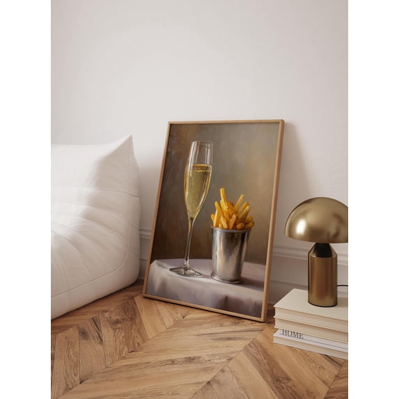 Whimsical Champagne And French Fries Poster Quirky Kitchen Bar Cart Art ...