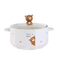 thumbnail image 1 of Whimsical Characters Porcelain Ramen Noodle Bowl with Glass Lid 30 fl oz Bowl With Side Handles For Udong, Pho, Tomyum Ramen Noodle Soup (Bear), 1 of 1
