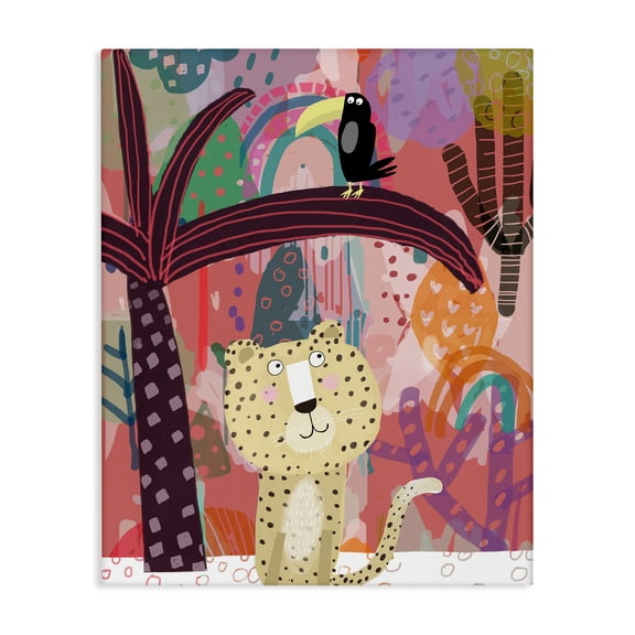 Whimsical Cheetah & Toucan Canvas Wall Art, design by Carla Daly