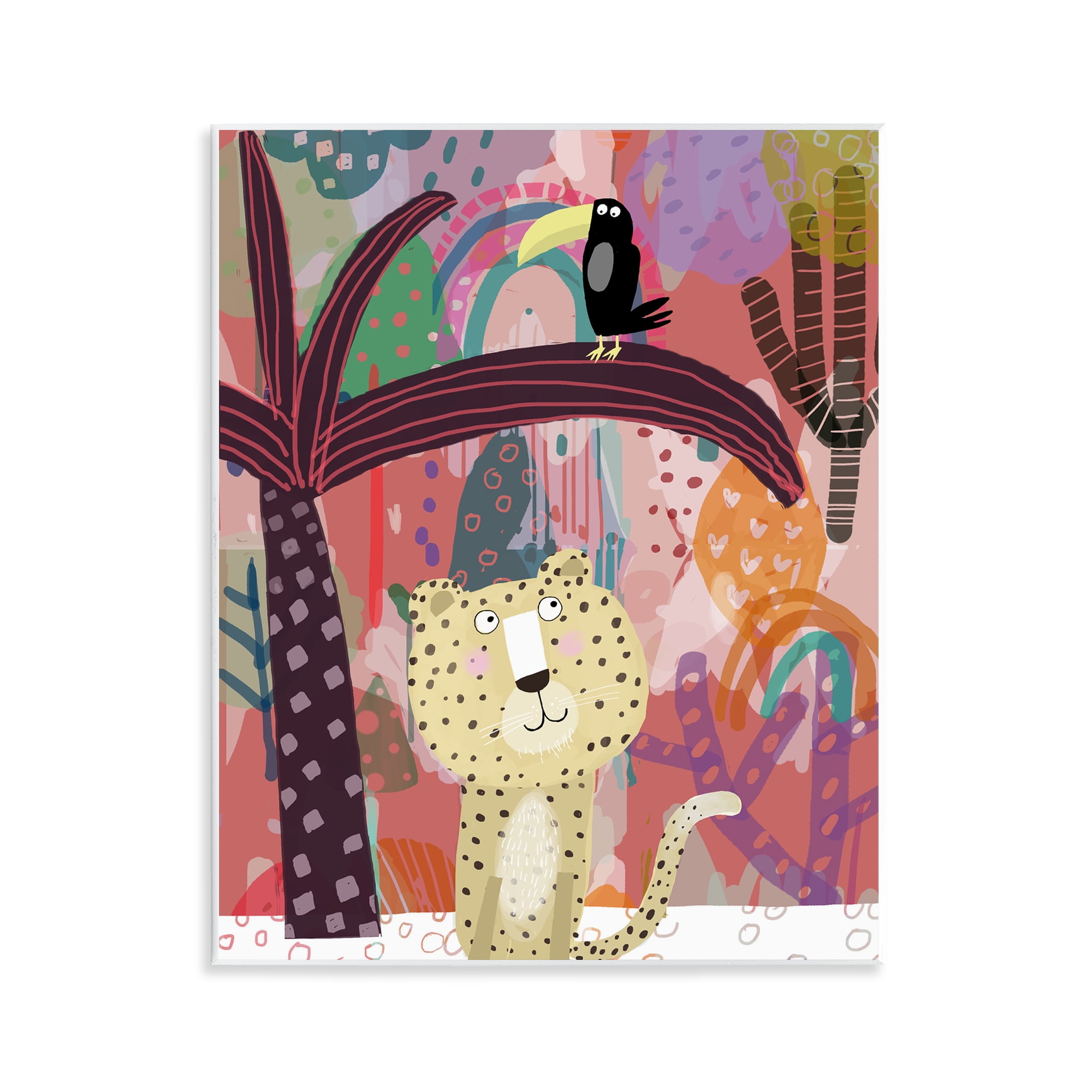Whimsical Cheetah & Toucan Wall Plaque Art, design by Carla Daly