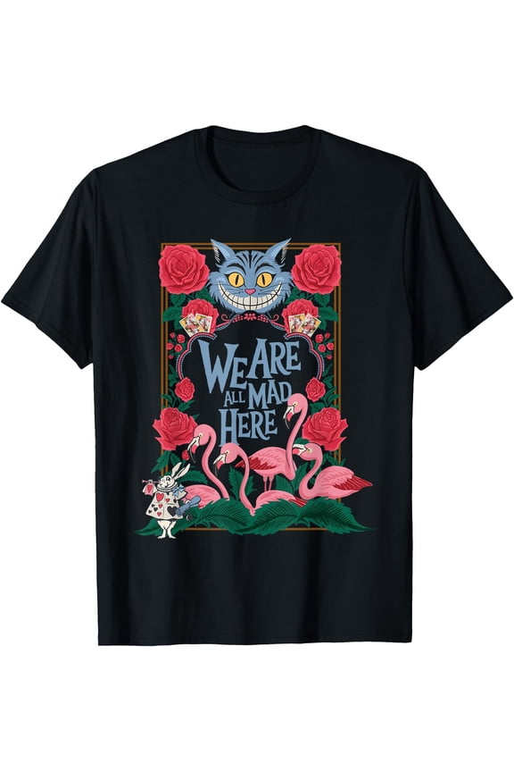 Whimsical Cheshire Cat Floral Design T-Shirt for Unique Style and Comfort