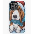 thumbnail image 1 of Whimsical Christmas Basset Hound Phone Case for iPhone 16 15 14 13 12 11 Pro Max, 1 of 2