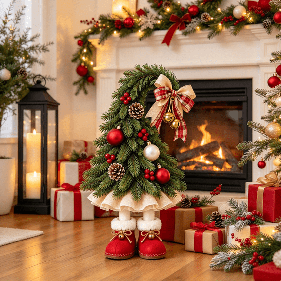 Whimsical Christmas Elf Tree Decor, Reusable Standing Holiday Ornament, Durable Festive Decor for Annual Christmas Season Home Display