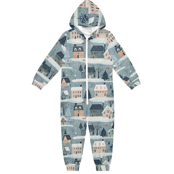 Whimsical Christmas One Piece Pajamas Soft Jumpsuit Cozy Sleep and Play Romper Zipper and Pockets 4T