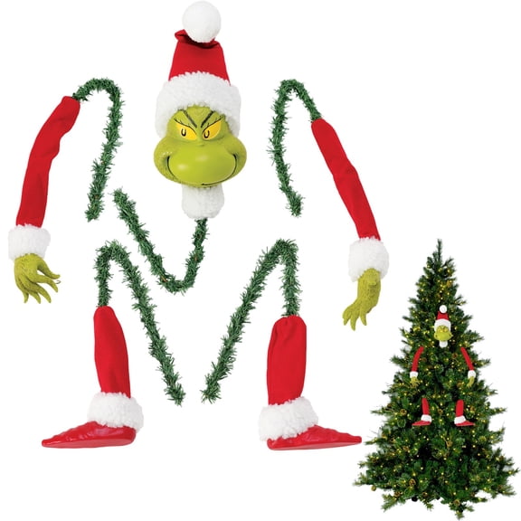 Whimsical Christmas Tree Decoration Set with Green Face and Adjustable Poseable Arms and Legs for Holiday Party Indoor Home Decor, Multicolor, 1 Pack