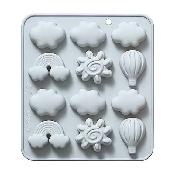 Whimsical Cloud Hot Air Balloon Sun Rainbow Silicone Baking Mold Set for Creative Desserts