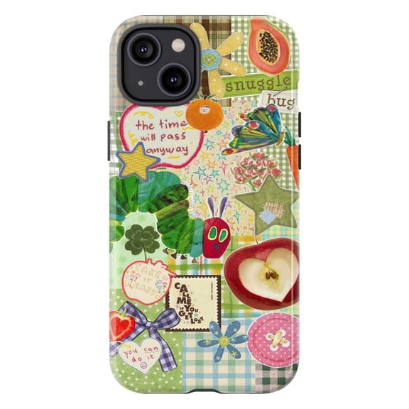 Whimsical Collage Phone Case, Colorful Retro Sticker Art & Positivity Quote Cover for iPhone 17 16 15 14 13 12 11 Pro Max Plus Mini