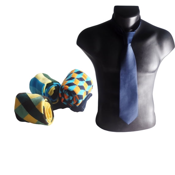 Whimsical Colorful Socks and Serious Tie Mens Gift Sets (3 Pairs and 1 Tie)