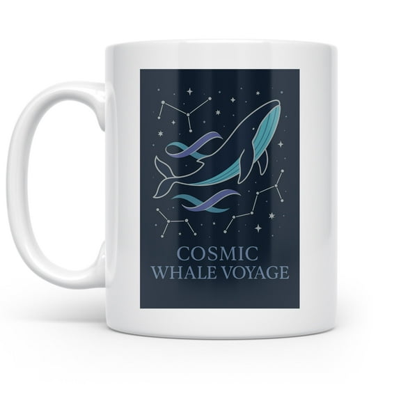 Whimsical Cosmic Escape - Space Lovers - 11 oz Ceramic Coffee Mug