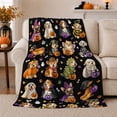 thumbnail image 1 of Whimsical Costume Dogs Halloween Print, Playful Pet Portrait Pattern, Warm Flannel Blanket for Living Room and Bedroom, Dog Lovers Halloween Gift, Pet Lover Home Decor, 1 of 9