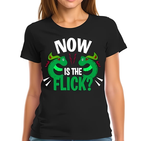 Whimsical Cotton Short Sleeve T-Shirt with " NOW is the ? " Graphic & Cartoon Dragons