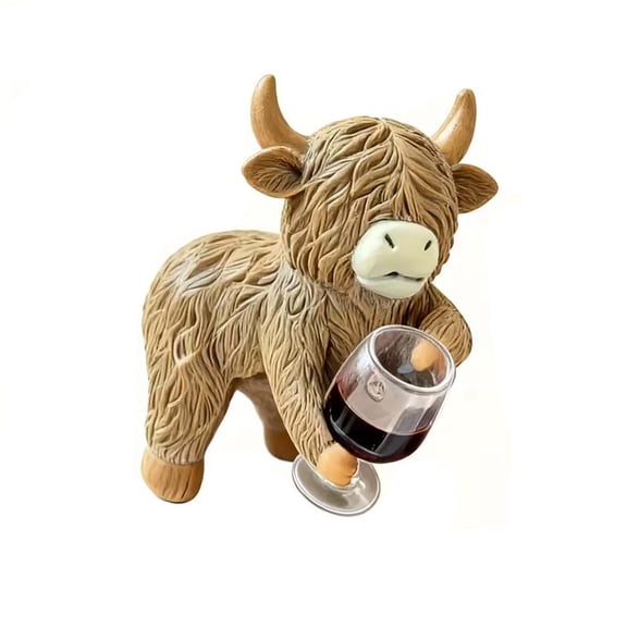 Whimsical Cow Statue with Wine Glass - Versatile Hanging or Standing Flowerpot Pendant for Garden and Home Decoration
