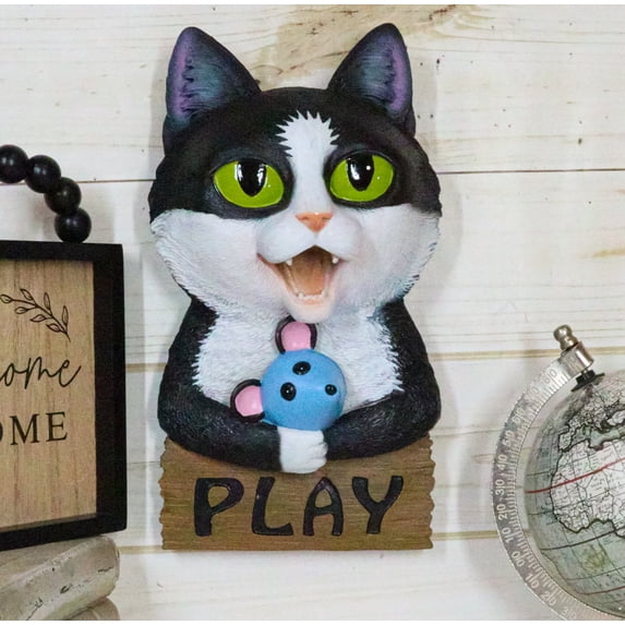 Whimsical Crazy For Cats Feline Kitty Black Cat Play Door Or Wall Hanging Sign