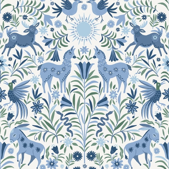 RoomMates Whimsical Creatures Blue Peel & Stick Wallpaper