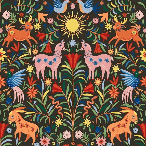 RoomMates Whimsical Creatures Black Peel and Stick Wallpaper, 1 Roll