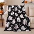 thumbnail image 1 of Whimsical Cute Ghost Star Pattern Playful Festive Style, Festive Halloween Scene, Warm Flannel Blanket for Living Room and Family Room, Art Lovers Halloween Gift, Festive Home Decor, 1 of 9