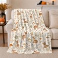 thumbnail image 1 of Whimsical Deer Enchanted Woodland, Festive Botanical Garden Scene, Warm Flannel Blanket for Cabin and Lodge, Garden Lovers Housewarming Gift, Botanical Home Decor, 1 of 9