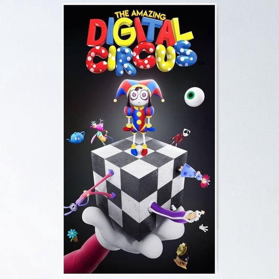 Whimsical Digital Circus Tent Performance Character Wall Art Kids Decor, Unframed Poster