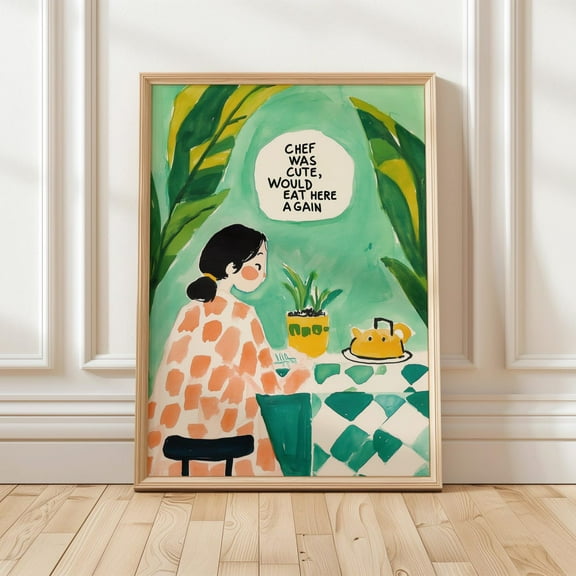 Whimsical Dining Illustration Kitchen Scene