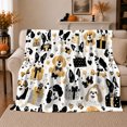 thumbnail image 1 of Whimsical Dog Breed Pattern Boxes Paw Prints Illustrative, Playful Pet Portrait Pattern, Warm Flannel Blanket for Living Room and Reading Nook, Dog Lovers Christmas Gift, Pet Lover Home Decor, 1 of 9