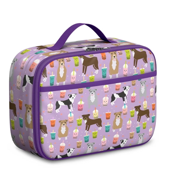 Whimsical Dog Lunch Tote – Hand-drawn Dog Graphic Pattern Insulated Lunch Bag for School and Daycare