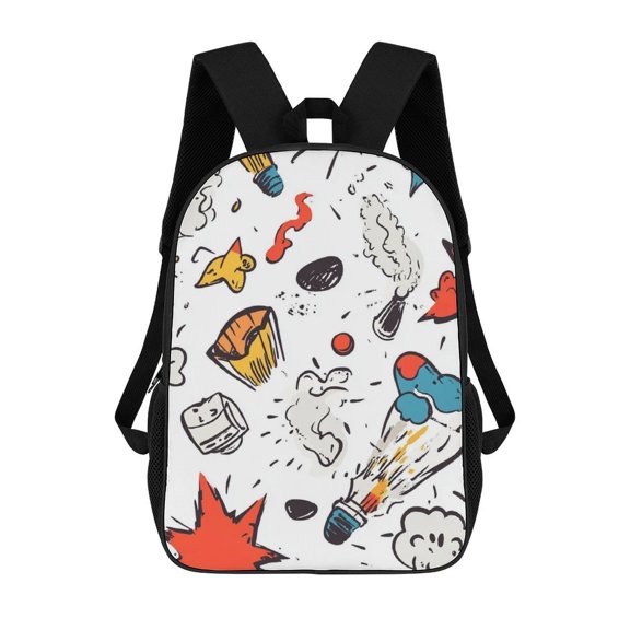 Whimsical Doodle Explosion Pattern Backpack, Travel Backpack, Casual Shoulder Bag, Casual Backpack