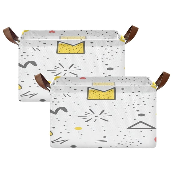 Whimsical Doodle Medley 16.9x11.4x10in Foldable Open Home Storage Bins Durable Water Resistant Shelf Baskets