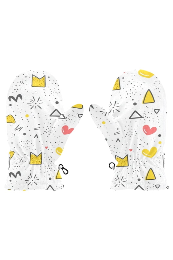 Whimsical Doodle Medley Cold Weather Mittens Cozy Gloves with Adjustable Fit Perfect for Outdoor Fun
