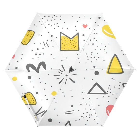 Whimsical Doodle Medley Folding Umbrella UV50+ Waterproof Sun Protection Auto Open Close Compact Fiberglass Frame