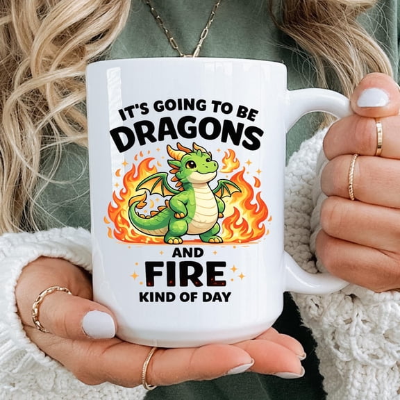 Whimsical Dragon Fire Day Mug Gift Cute Fantasy Coffee Cup Funny Dragons And Fire Design Magical Gift For Kids s Fantasy Lovers Fun Art