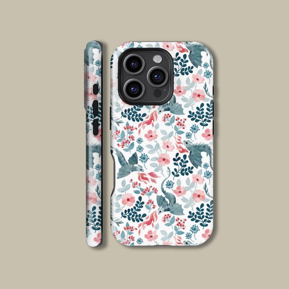 Whimsical Dragon Flower MagSafe Case for iPhone Samsung Art