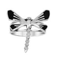 thumbnail image 1 of Whimsical Dragonfly Black Onyx Inlay Wings .925 Sterling Silver Ring - 7, 1 of 5