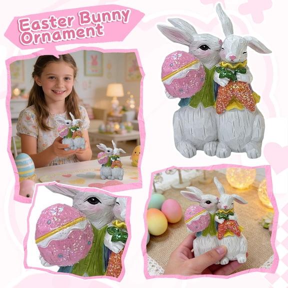 Whimsical Easter Bunny on Moon Figurine – 8 Inch Resin Rabbit Sitting on Crescent Moon,Whimsical Home Decor,Kids Room Shelf & Gift Idea