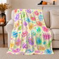 thumbnail image 1 of Whimsical Easter Eggs Autumn Pumpkins, Playful Botanical Garden Scene, Warm Flannel Blanket for Sunroom and Reading Nook, Celestial Art Lovers Easter Gift, Festive Home Decor, 1 of 9