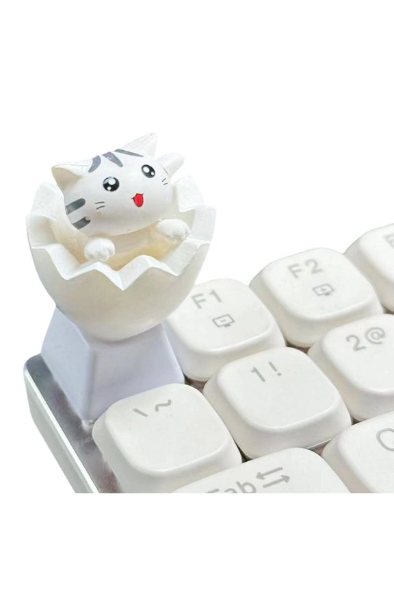Whimsical Eggshell Kitten Dog ESC Keycap, Unique Mechanical Keyboard Accessory
