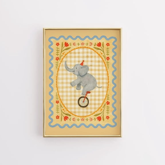 Whimsical Elephant Circus Nursery Storybook Baby Poster Unframed Paper Print