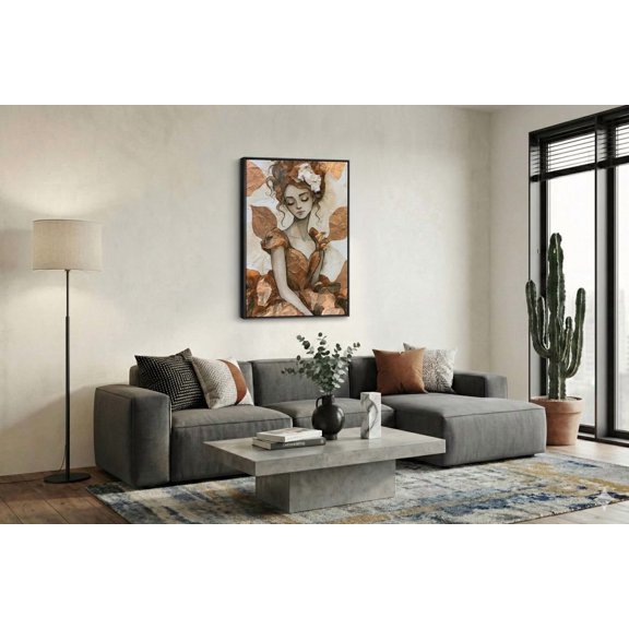 Whimsical Ethereal Woman Romantic Copper Wall Art Unframed Paper Print