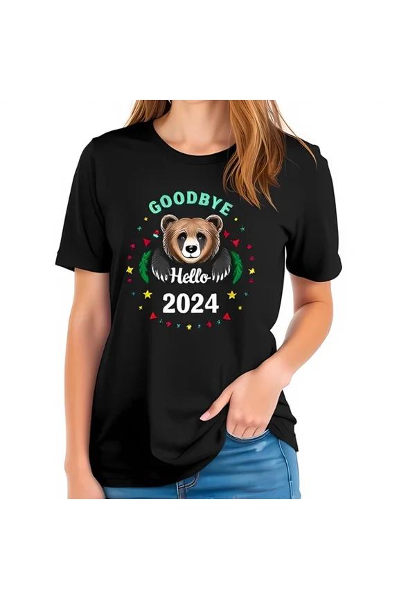 Whimsical Face T-Shirt Colorful Stars & Leaves - " Goodbye Hello, Unisex T-Shirt