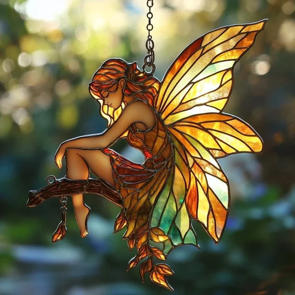 Whimsical Fairy Acrylic Suncatcher Fall Fairy Window Hanging Home Decor