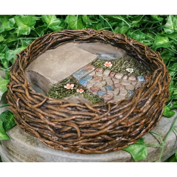 Ebros Gift 3.25" x 10.25" x 3.5" Multicolor Resin Whimsical Fairy Bird Nest Planter