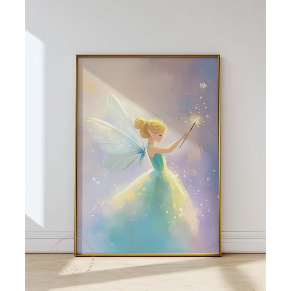 Whimsical Fairy Nursery Wall Art, Pastel Colors, Enchanted Theme Home Decor #2263, Unframed Poster Size 16x24